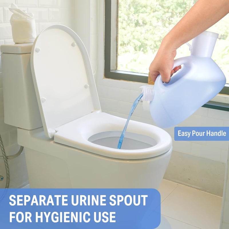 ONEDONE Urinals for Men Women - Portable Urine Bottle Spill Proof Female Urinals Pee Bottle w/Separate Urine Outlet Soft Funnel 68 OZ Urinal for Women Hospital Home Camping Leakproof 47" Long Tube White - Image 3